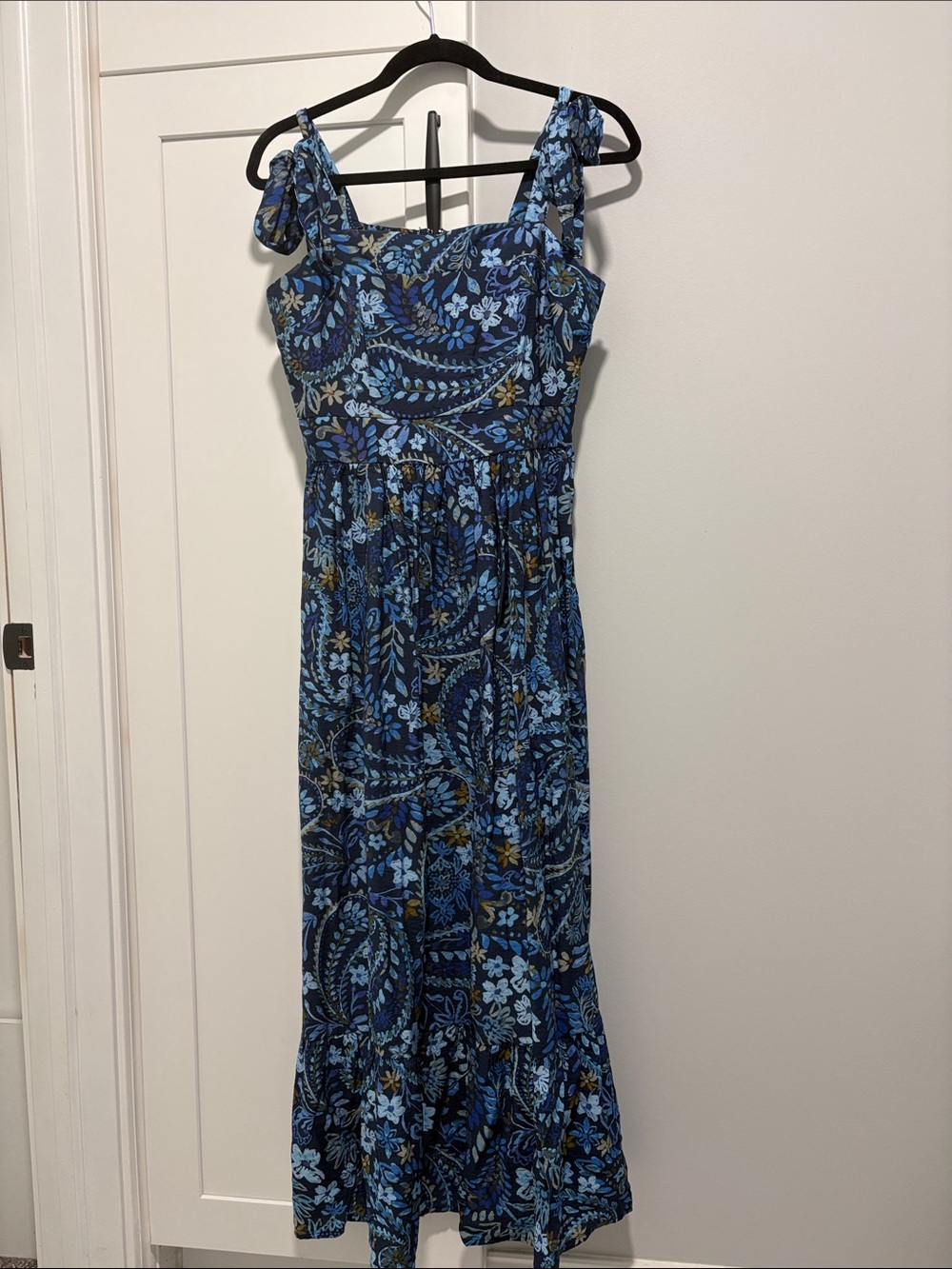 Rachel Zoe Blue Floral Tie-Shoulder Maxi Dress